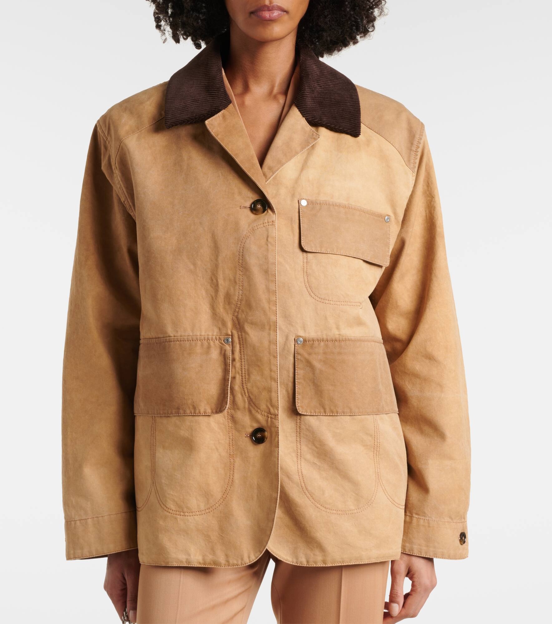 Corduroy-trimmed cotton field jacket - 7