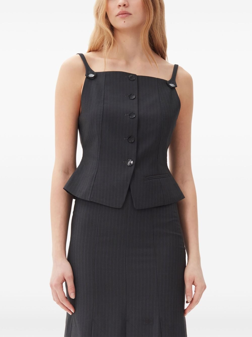 pinstripe-print vest - 5
