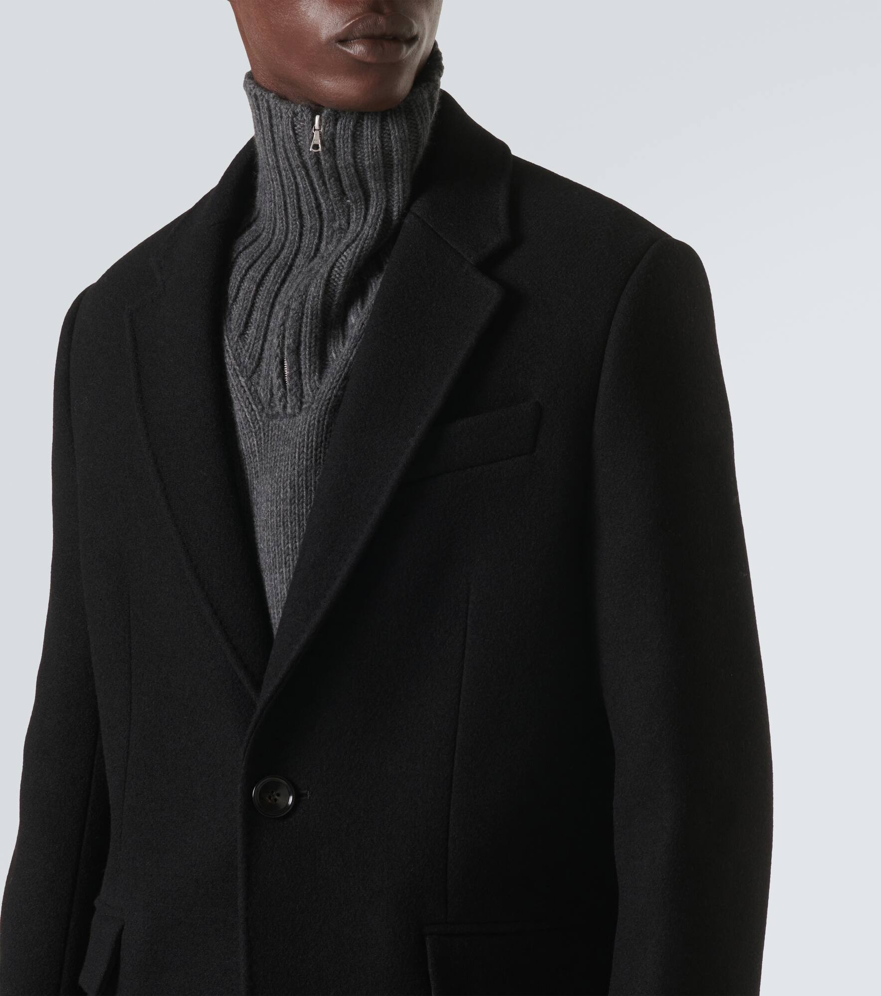 Single-breasted wool coat - 5