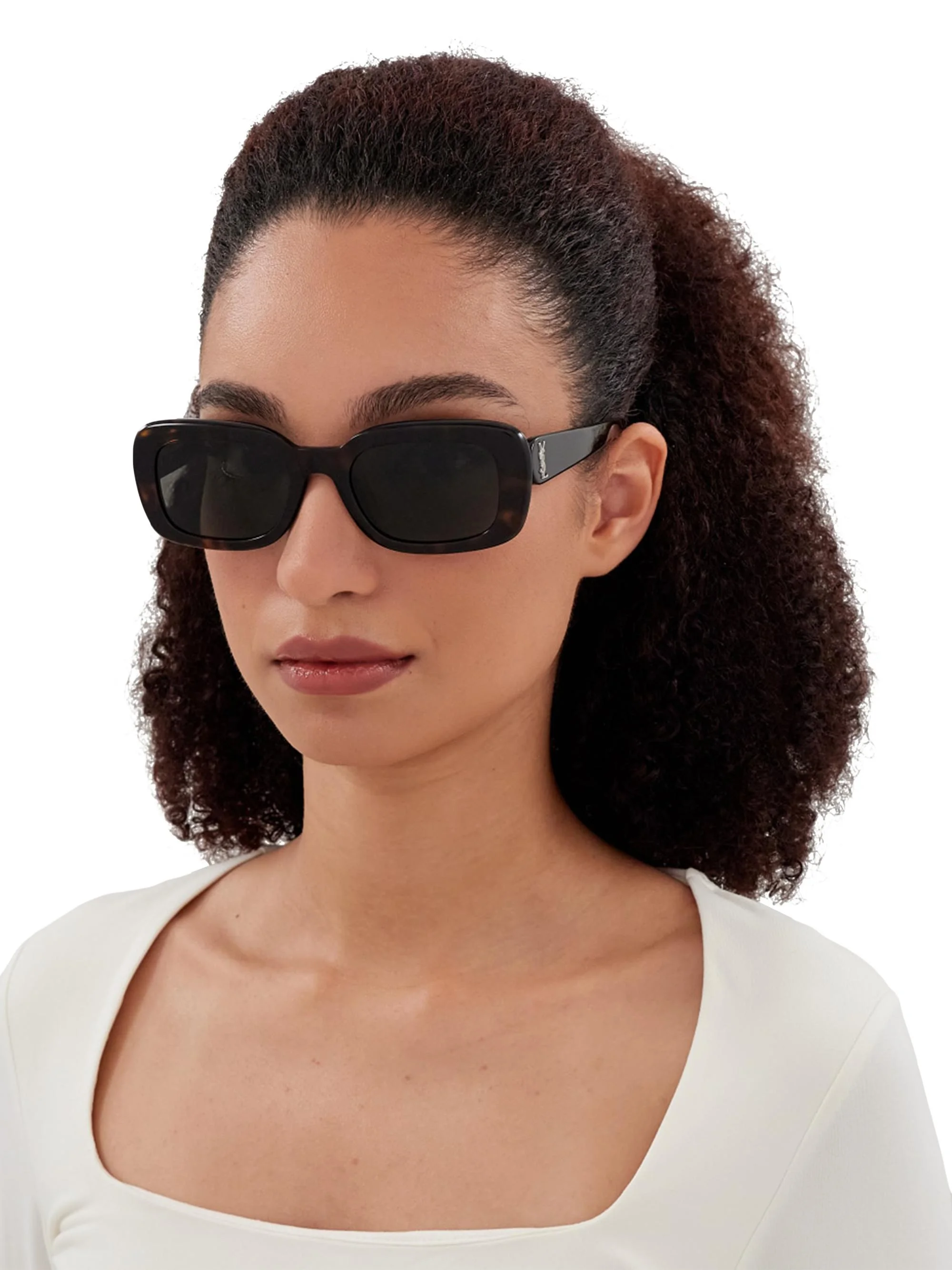 Women's Color Animation 53MM Rectangular Sunglasses - Havana Black - 1