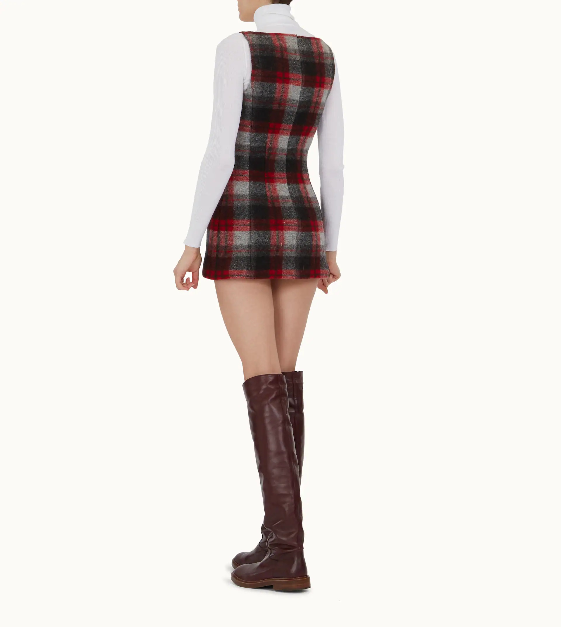 DRESS IN MIXED WOOL - RED, GREY, BLACK - 3