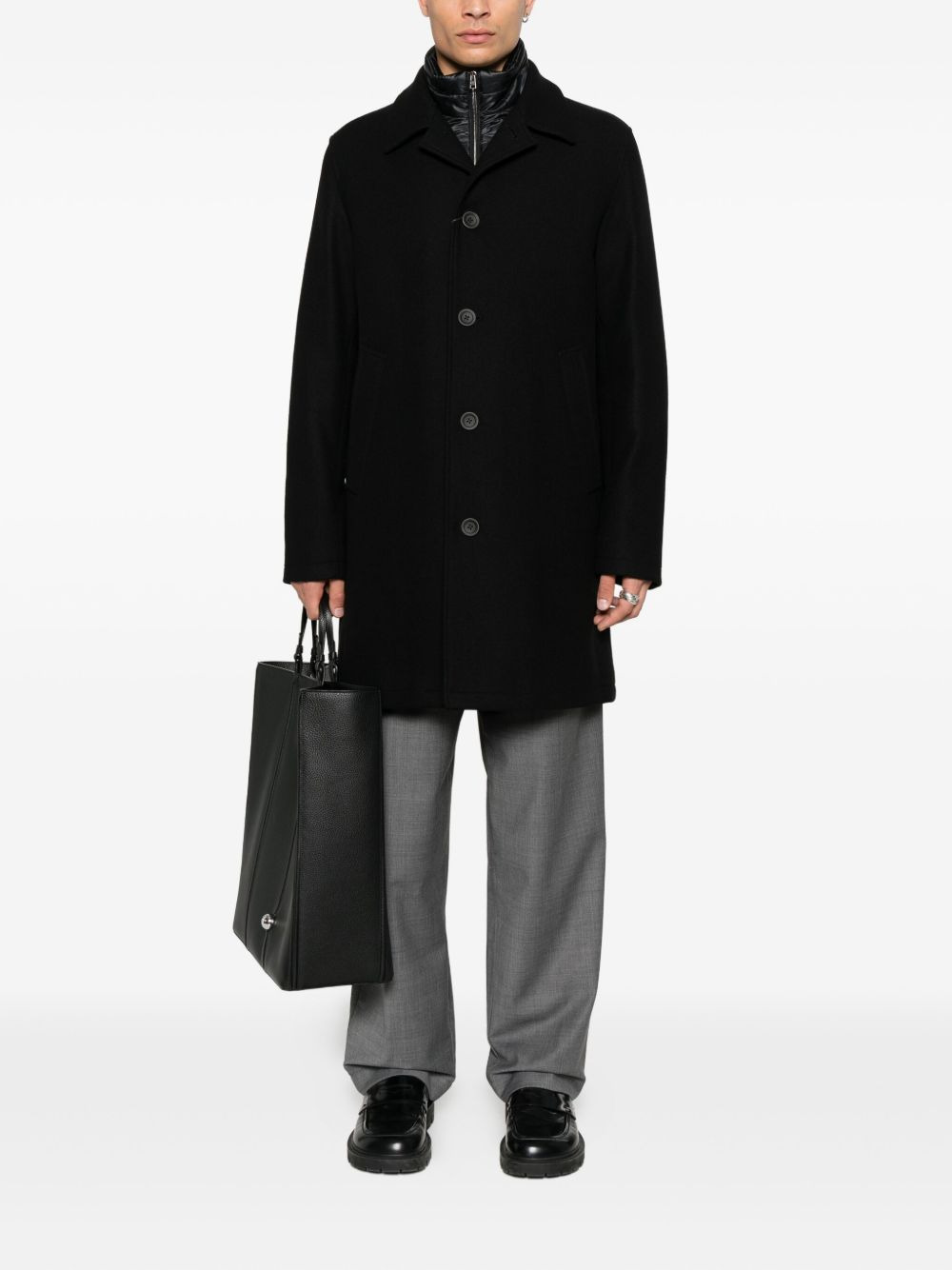 button-fastening wool-blend coat - 2