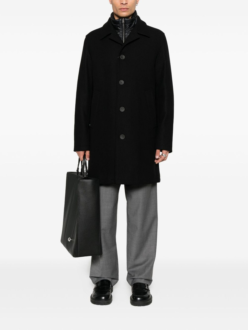 Herno button-fastening wool-blend coat outlook