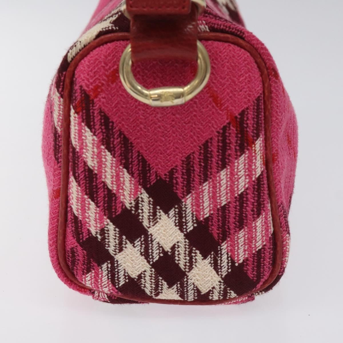 Burberry Nova Check Blue Label Hand Bag Canvas Pink Gold - 3