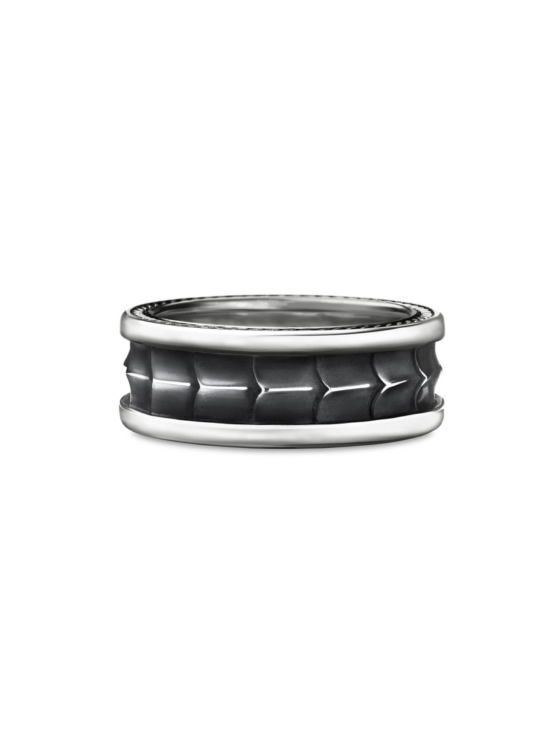 Men's Armory Band Ring in Sterling Silver, 9MM - Gunmetal 1