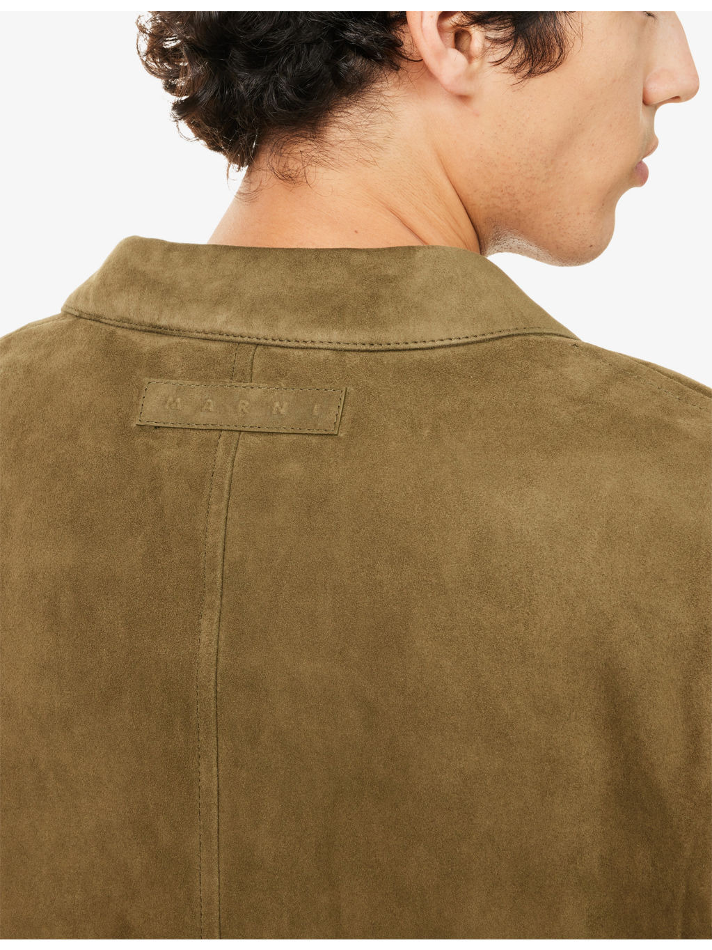 Notched-Collar Patch-Pocket Suede Blazer - 6