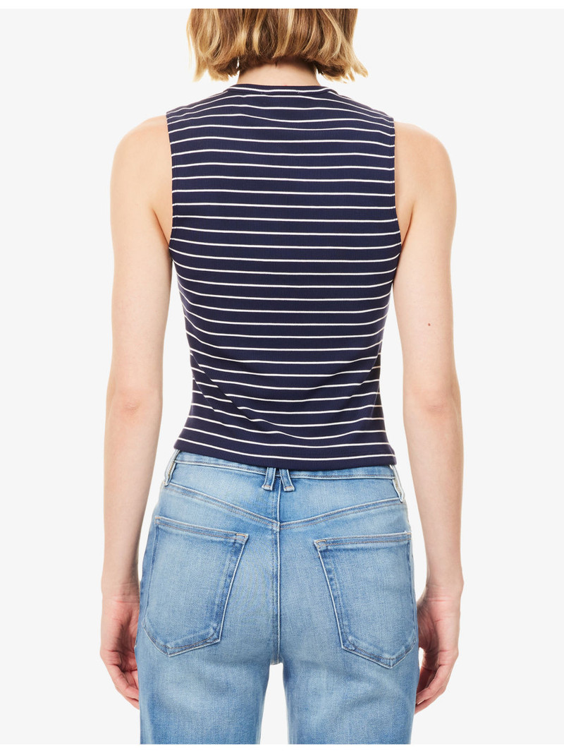 Striped Sleeveless Stretch-Knit Top 4