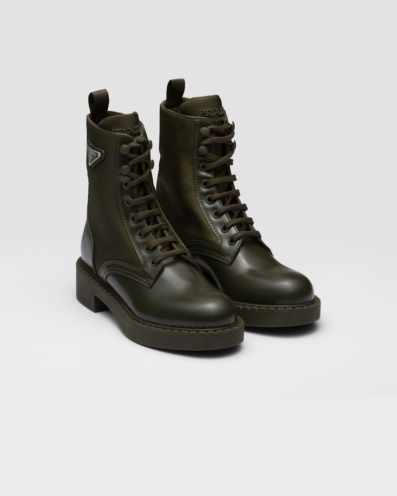 Prada Brushed-leather and Re-Nylon boots outlook