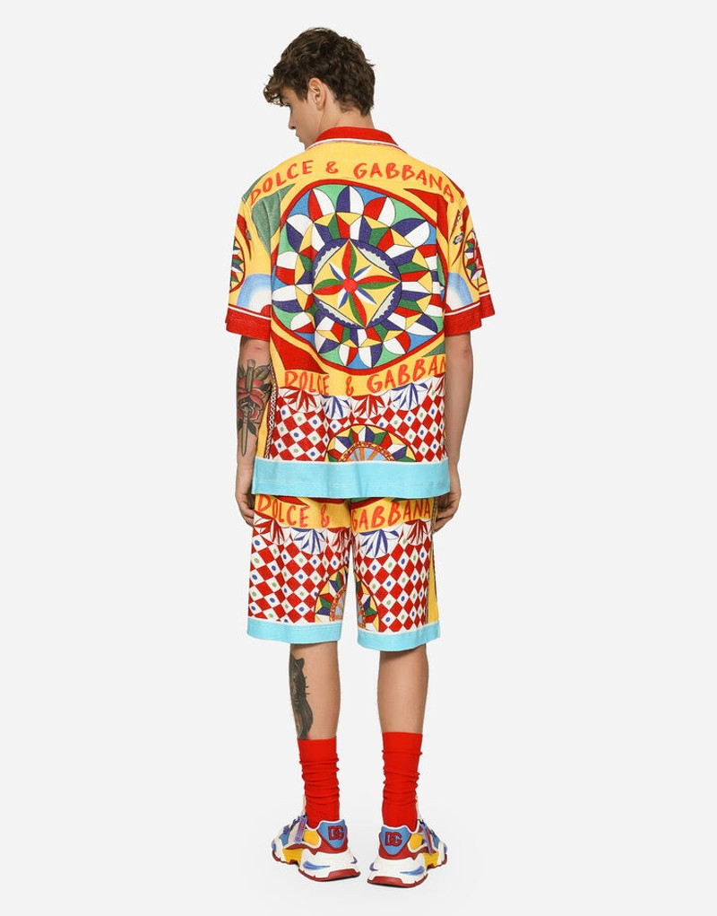 Terry jersey jogging shorts with carretto print 3