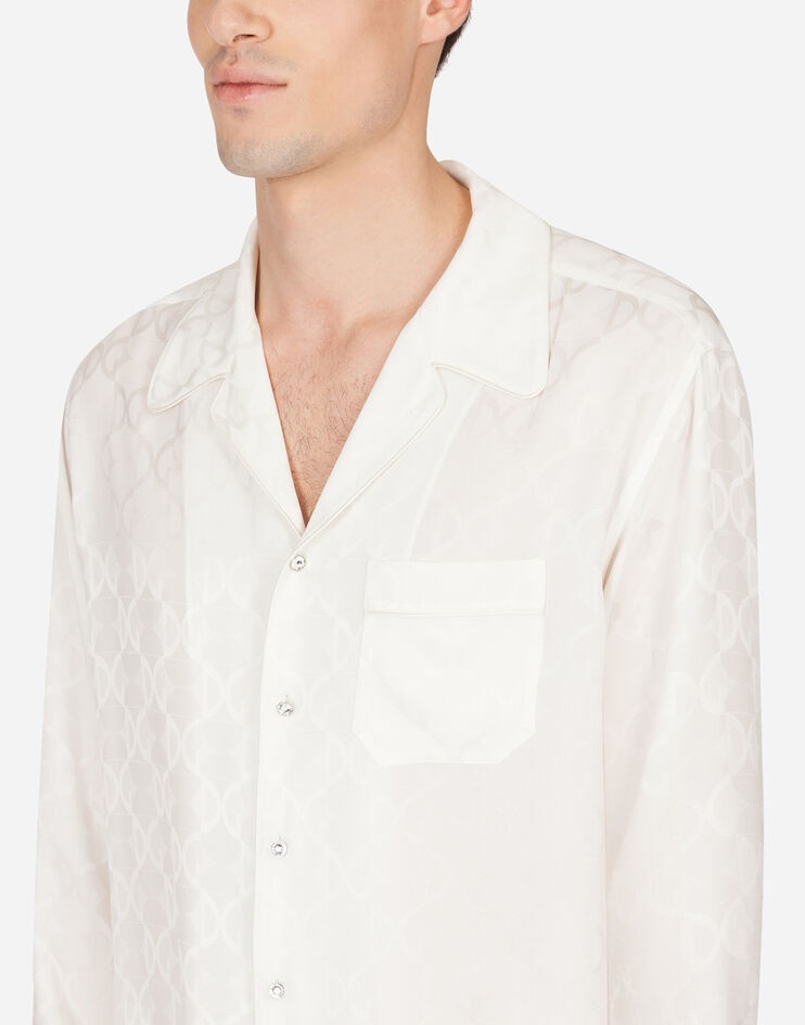 Silk jacquard pajama shirt with DG logo - 4