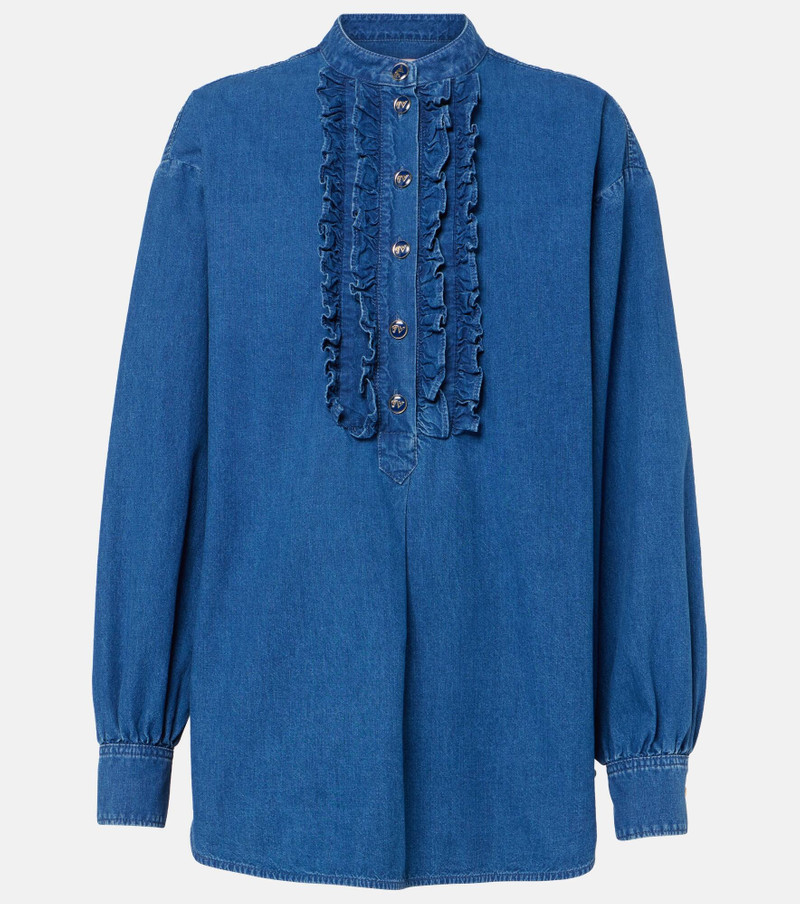 Ruffled denim blouse - 1