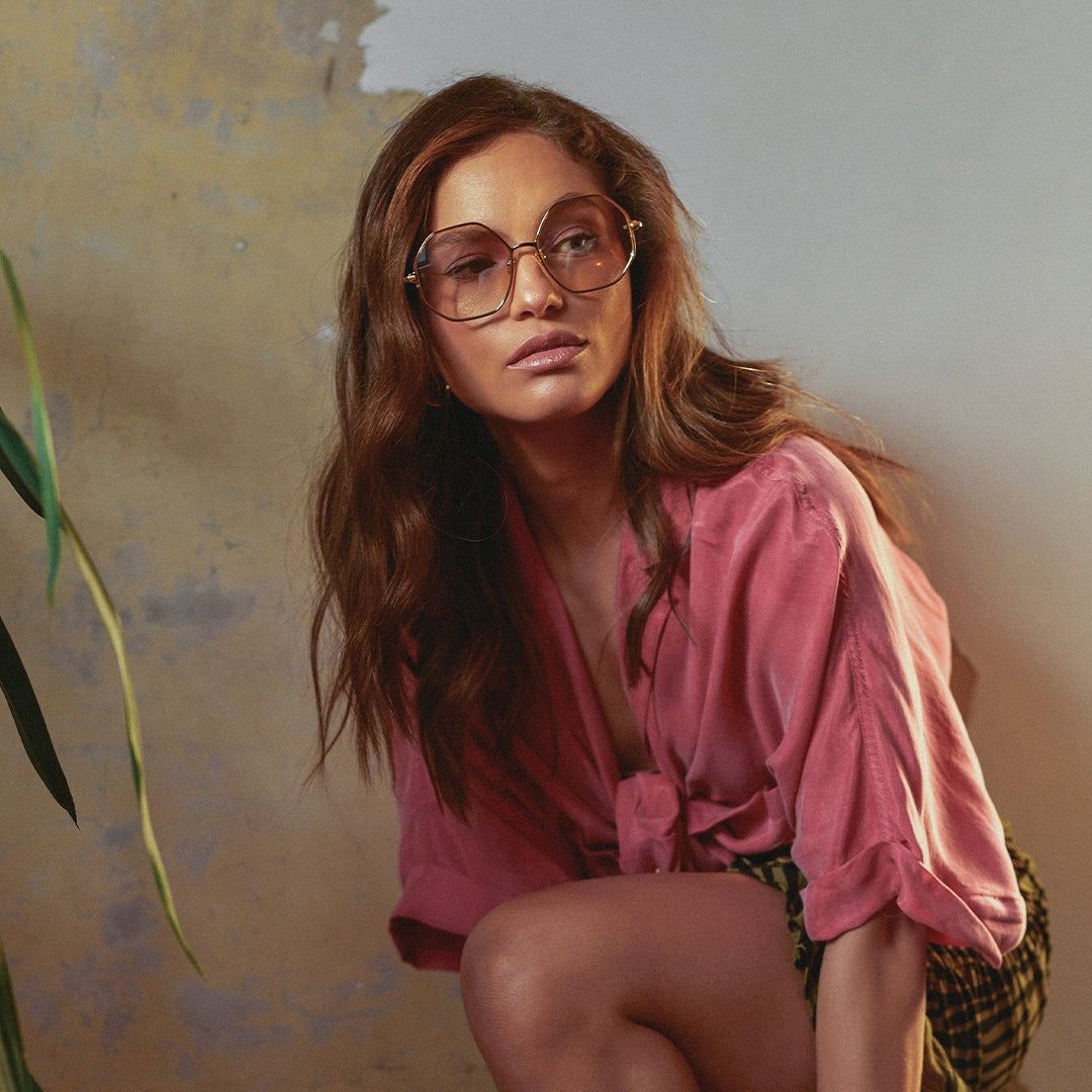 LEIF OVERSIZED SUNGLASSES IN ROSE GOLD AND BROWN - 2