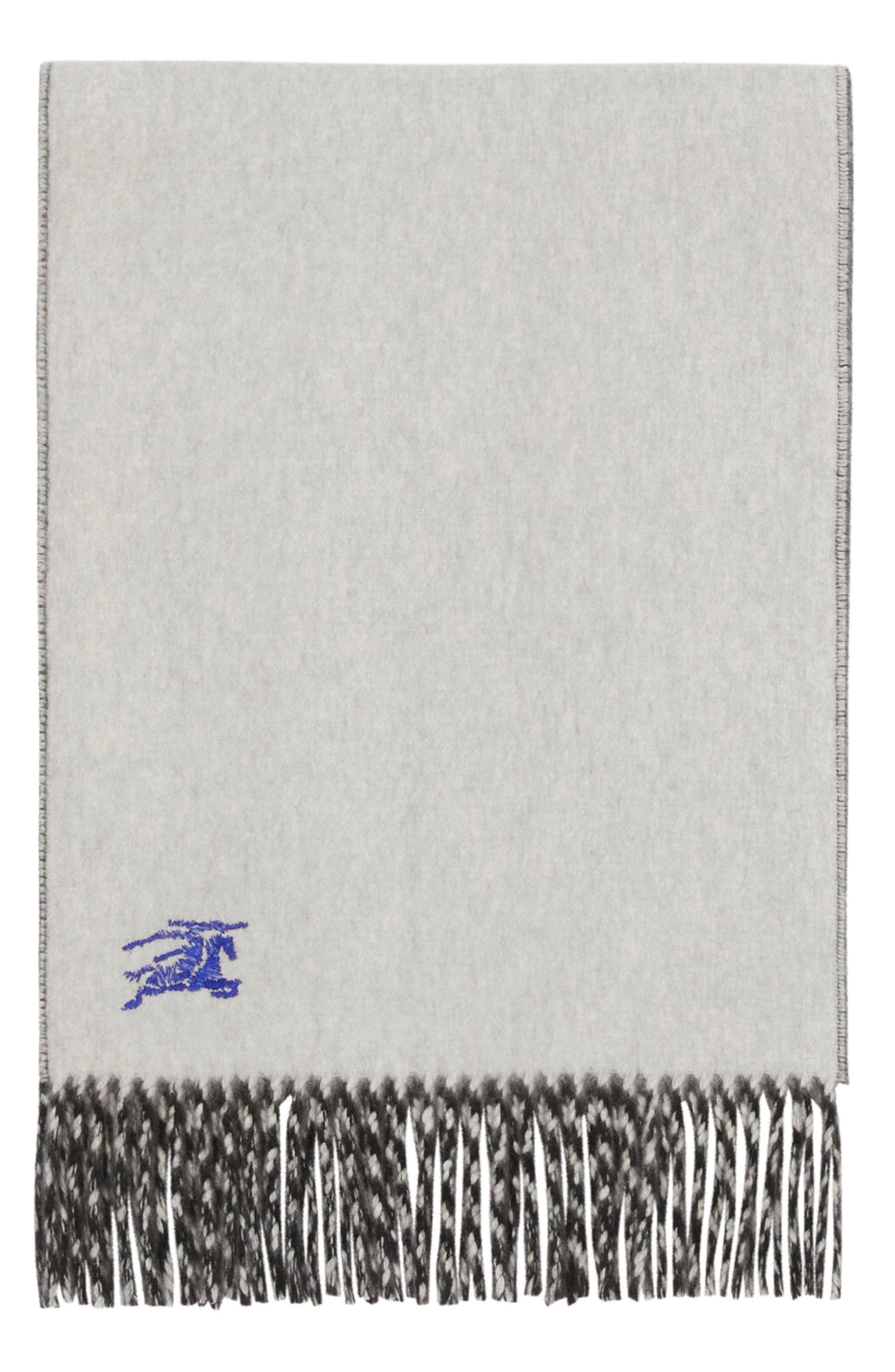burberry Reversible EKD Embroidered Cashmere Scarf in Black/Mitten Grey at Nordstrom - 6