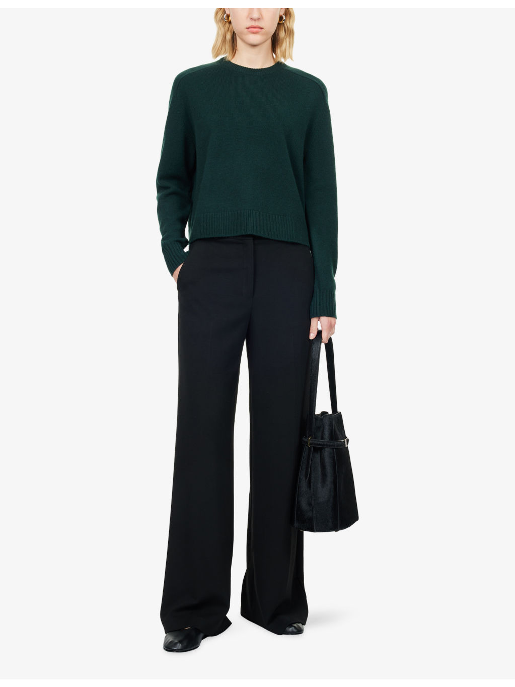Cropped Crewneck Cashmere Jumper - 2