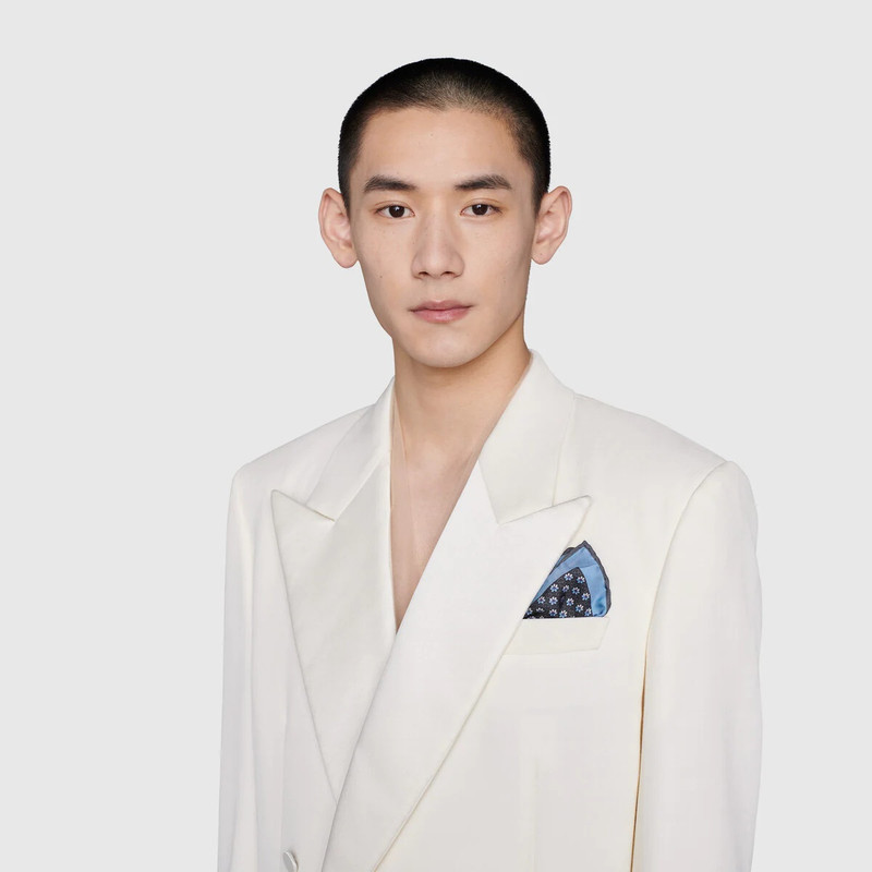 GG and floral print silk pocket square 3