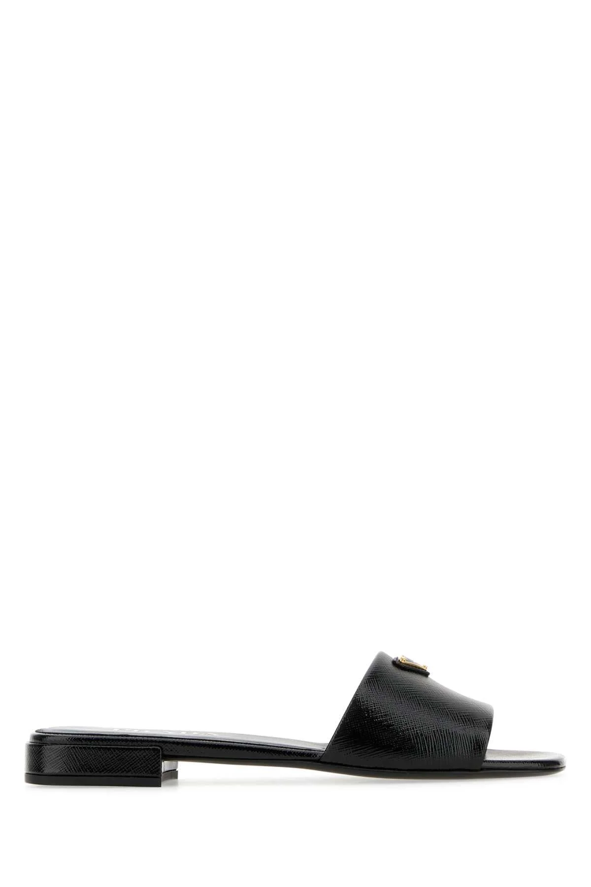 Prada Women Black Leather Slippers - 1