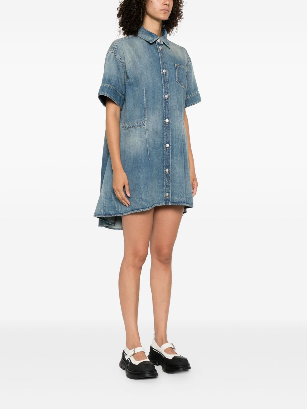 short-sleeved denim dress - 3