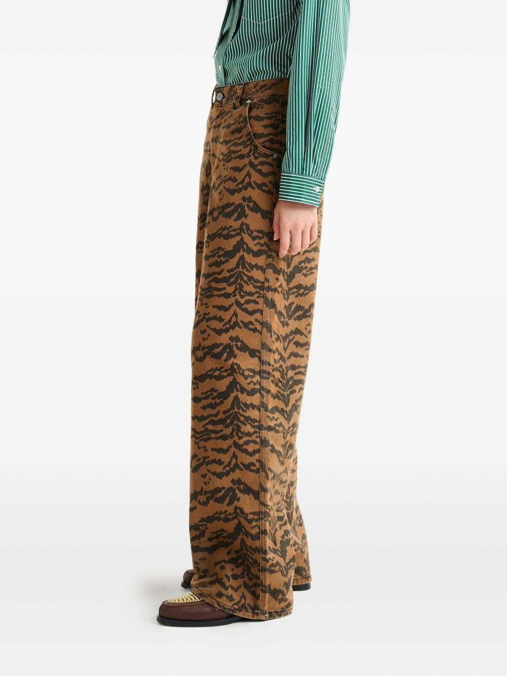 tiger-print jeans - 3