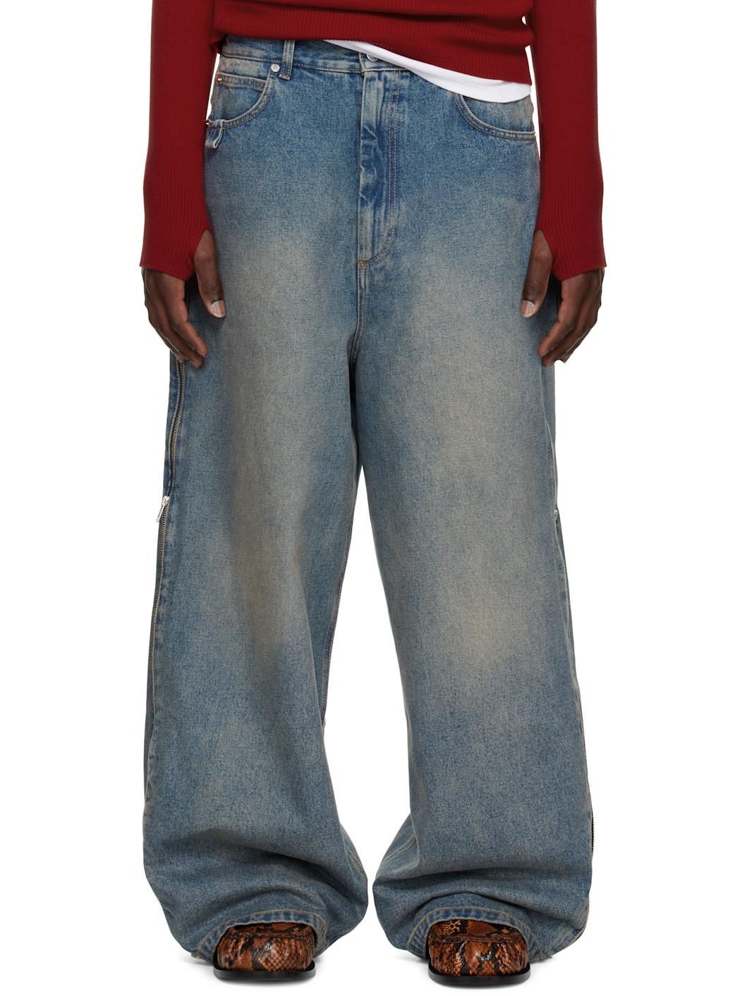Blue Side Zip Jeans - 1