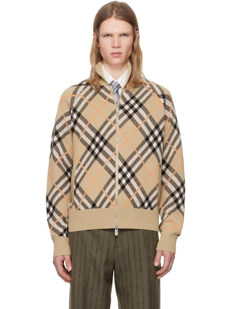 Beige Check Wool Mohair Blend Jacket 1