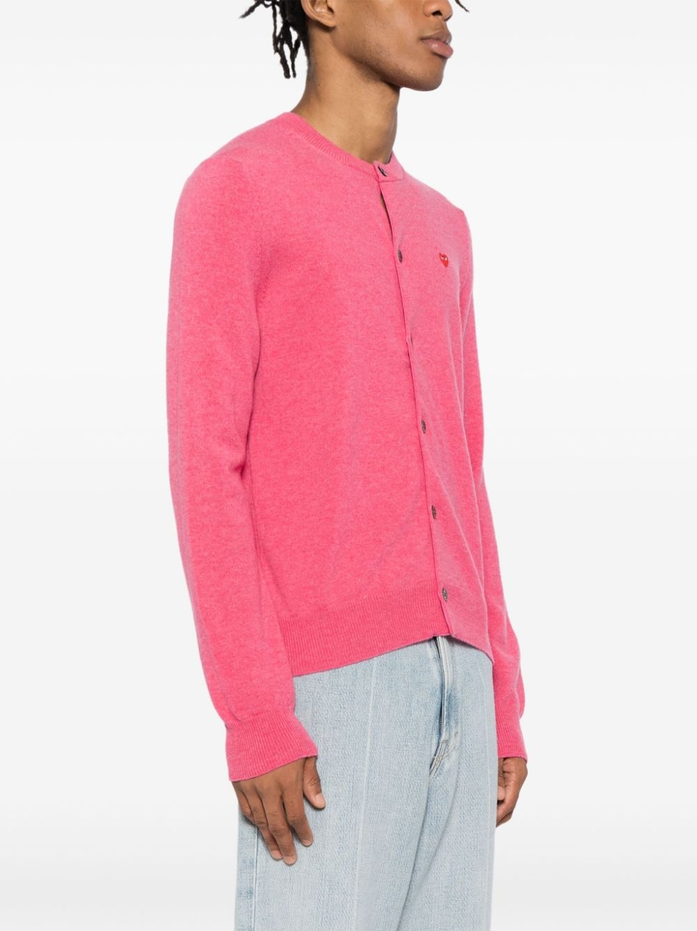 heart-patch wool cardigan - 4