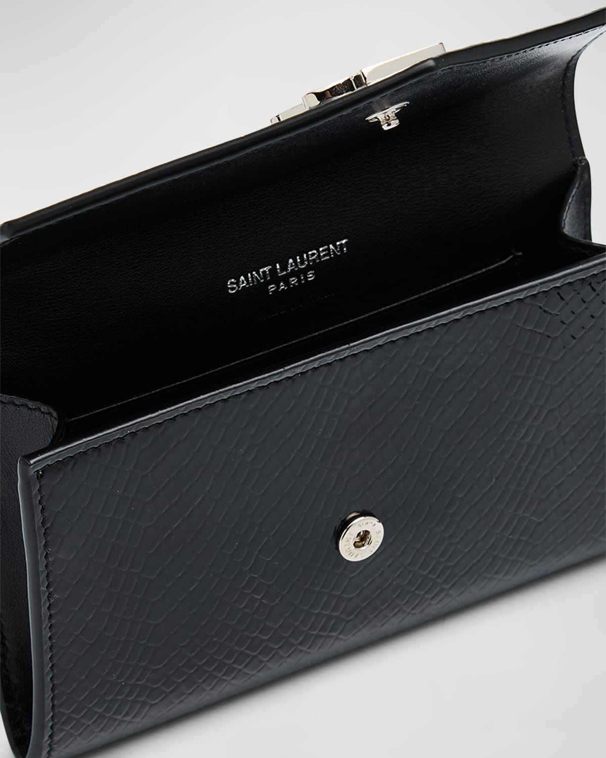 Small YSL Flap Wallet in Python-Embossed Leather - 3