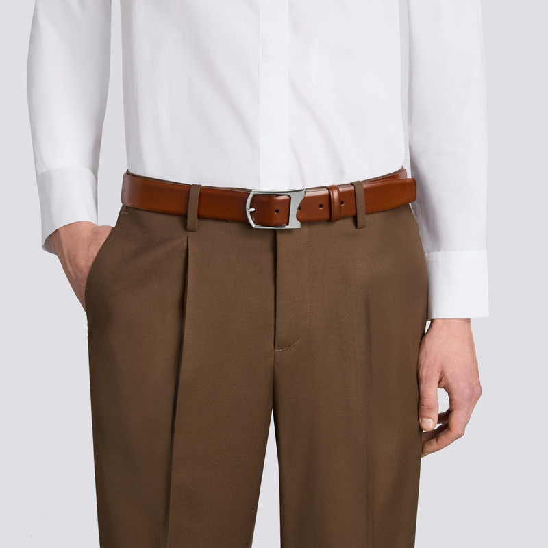 Santoni Men's brown leather adjustable belt outlook