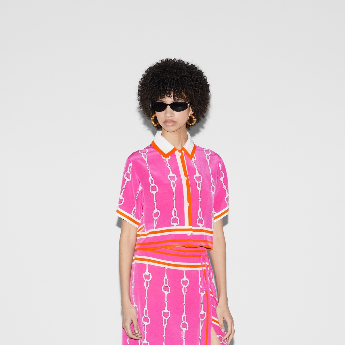 Gucci Horsebit stripe print silk shirt - 3