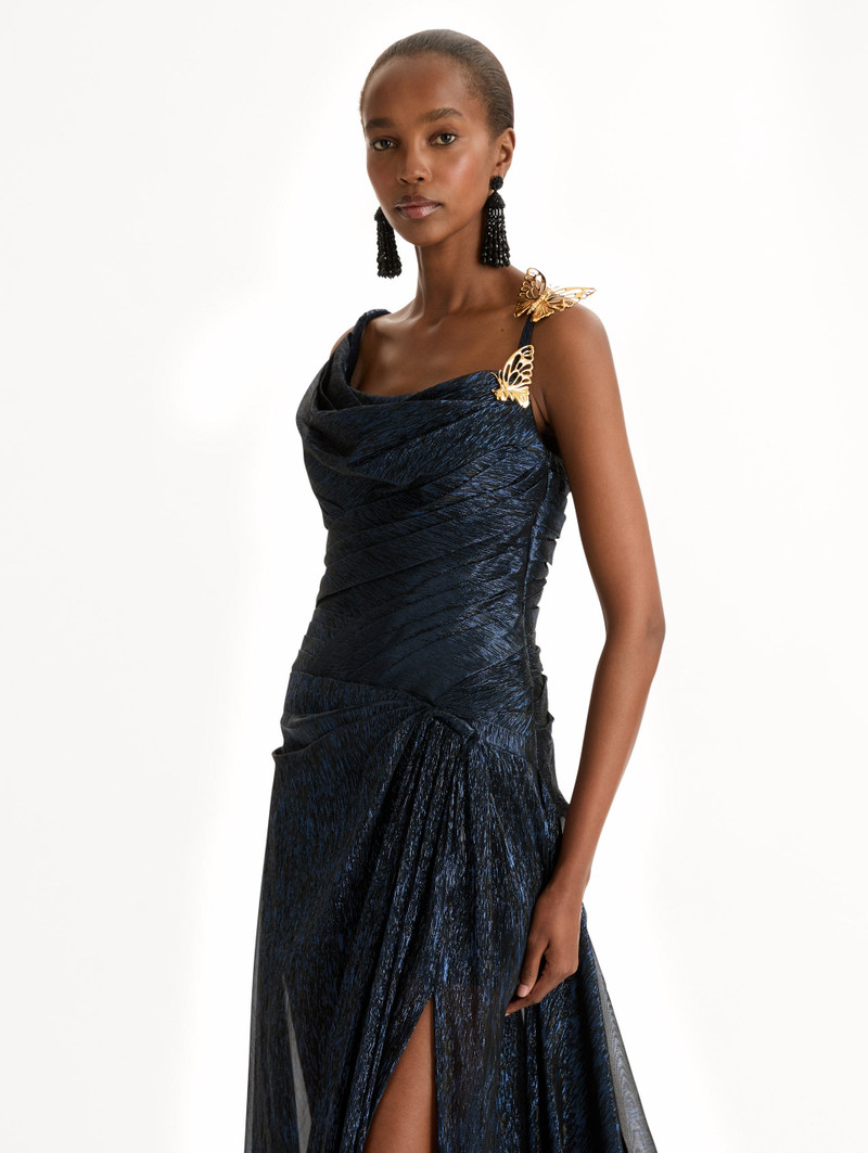LAMÉ MOUSSELINE DRAPED GOWN 5