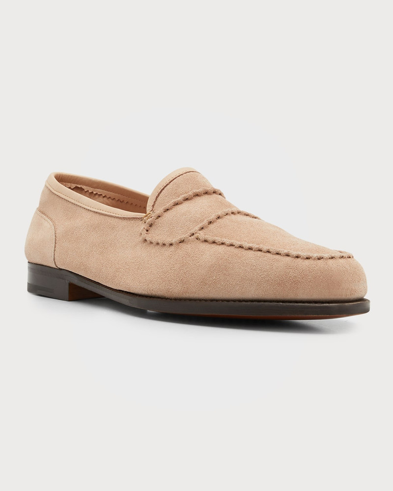 John Lobb Men's Bath Suede Penny Loafers outlook