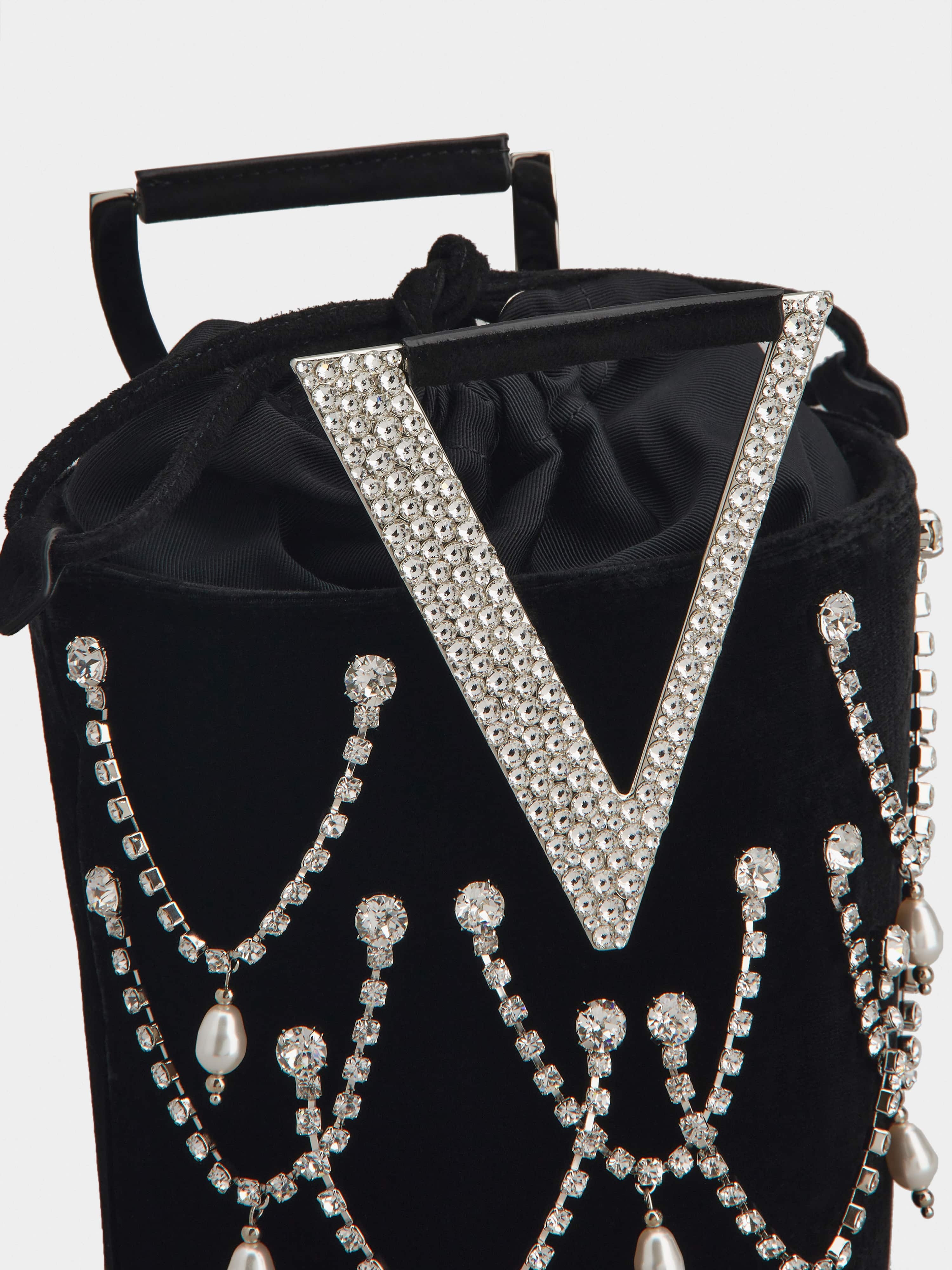 RV Strass Pendant Mini Bag in Velvet - 8