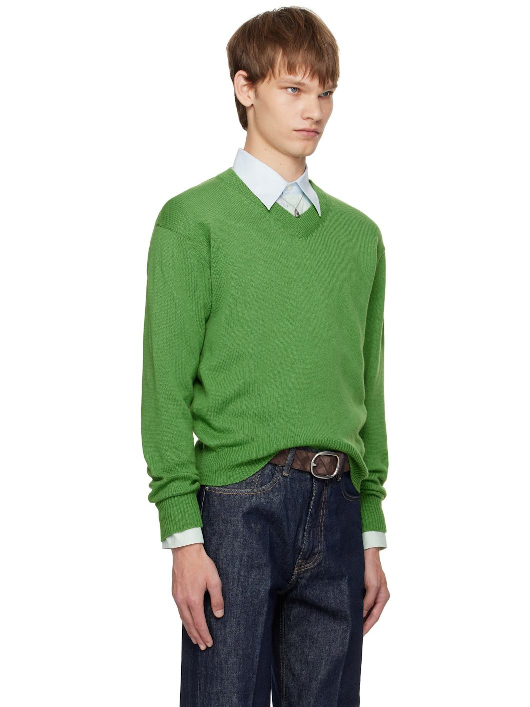 Green Light Cashmere Knit V-Neck Sweater - 2