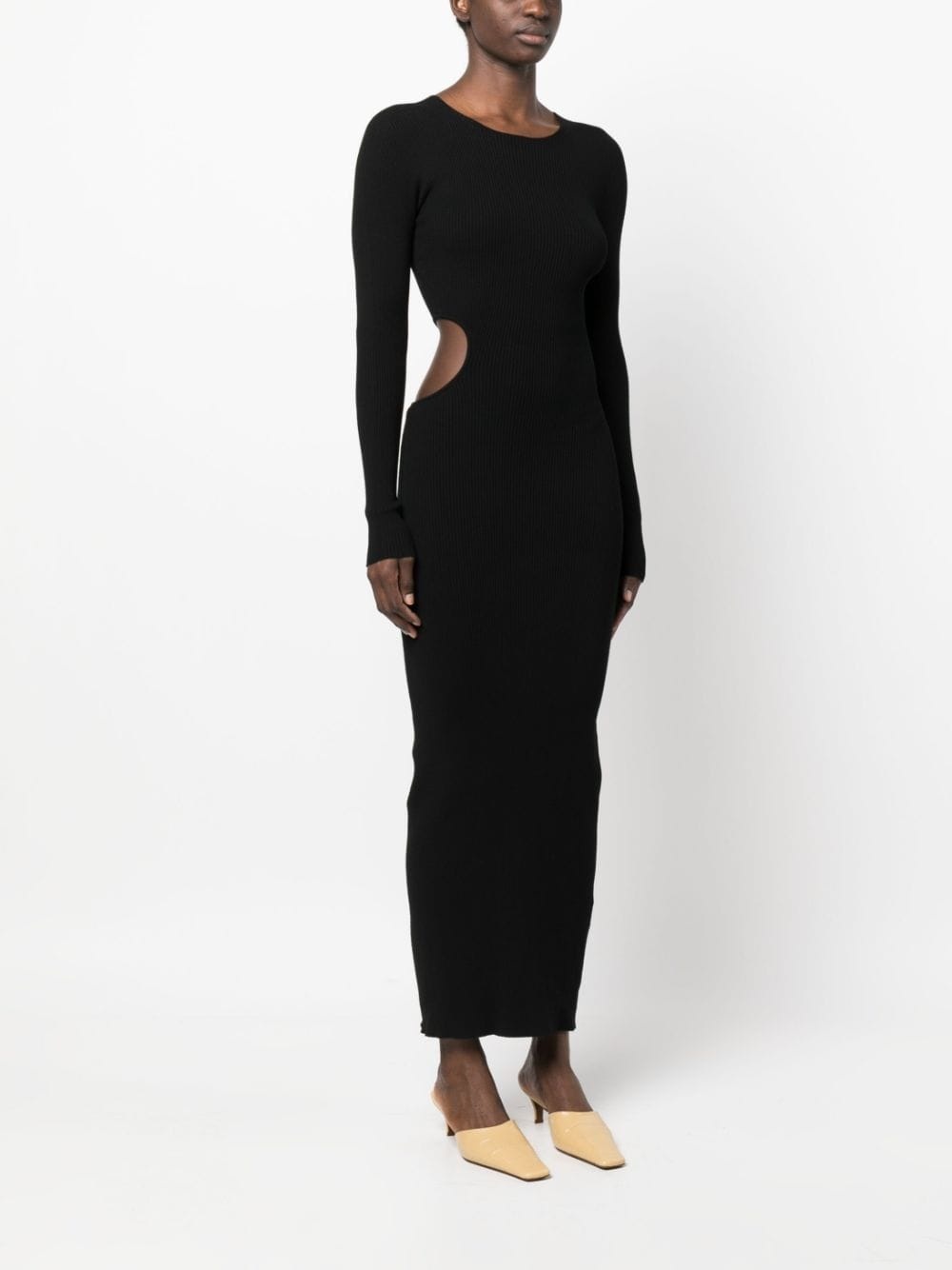 cut-out rib-knit maxi dress - 3