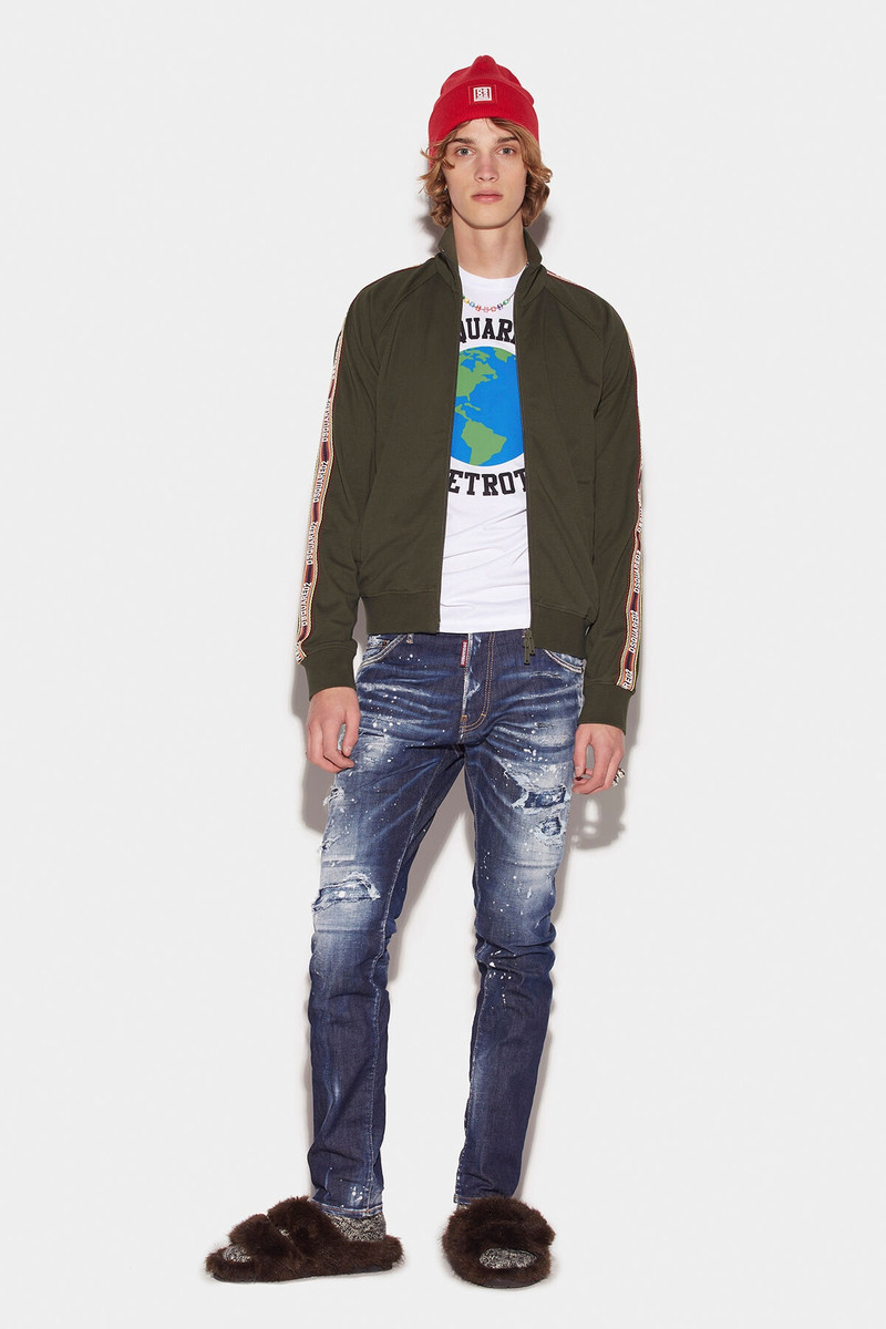 DARK RIPPED BLEACH WASH COOL GUY JEANS 1