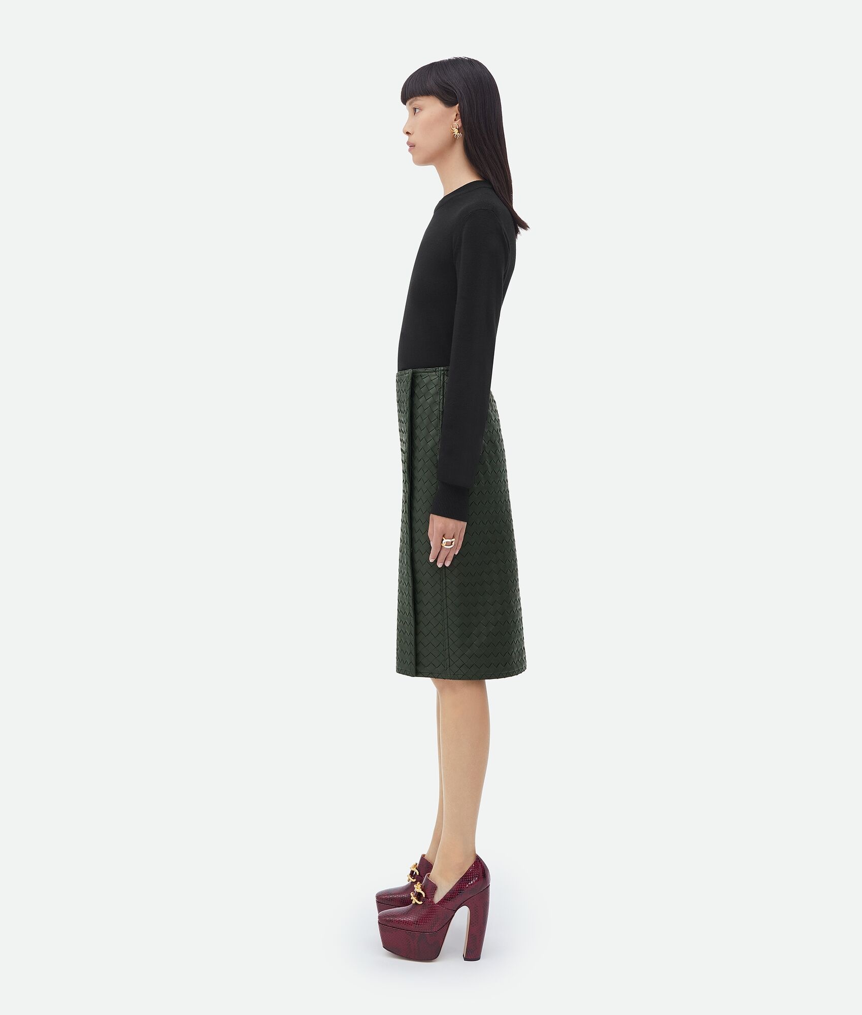 intrecciato leather skirt - 2