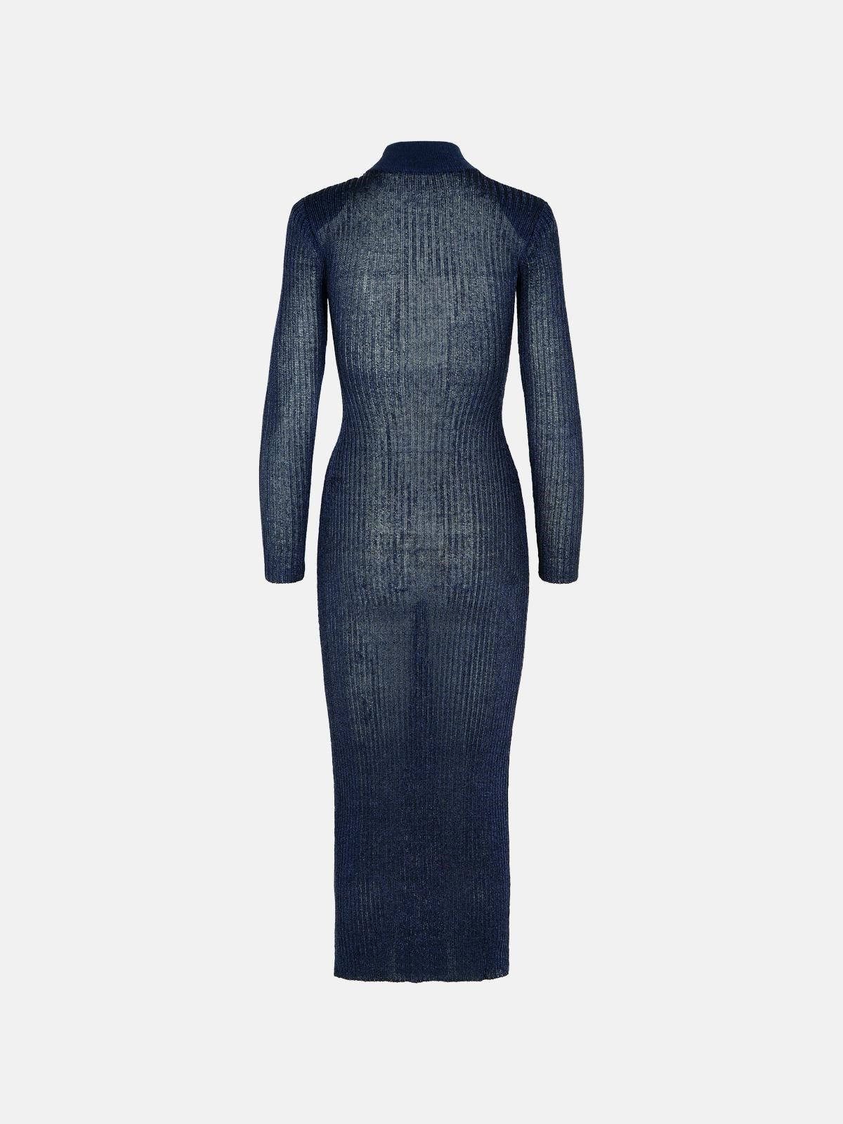 'LUREX' NAVY VISCOSE BLEND DRESS - 3