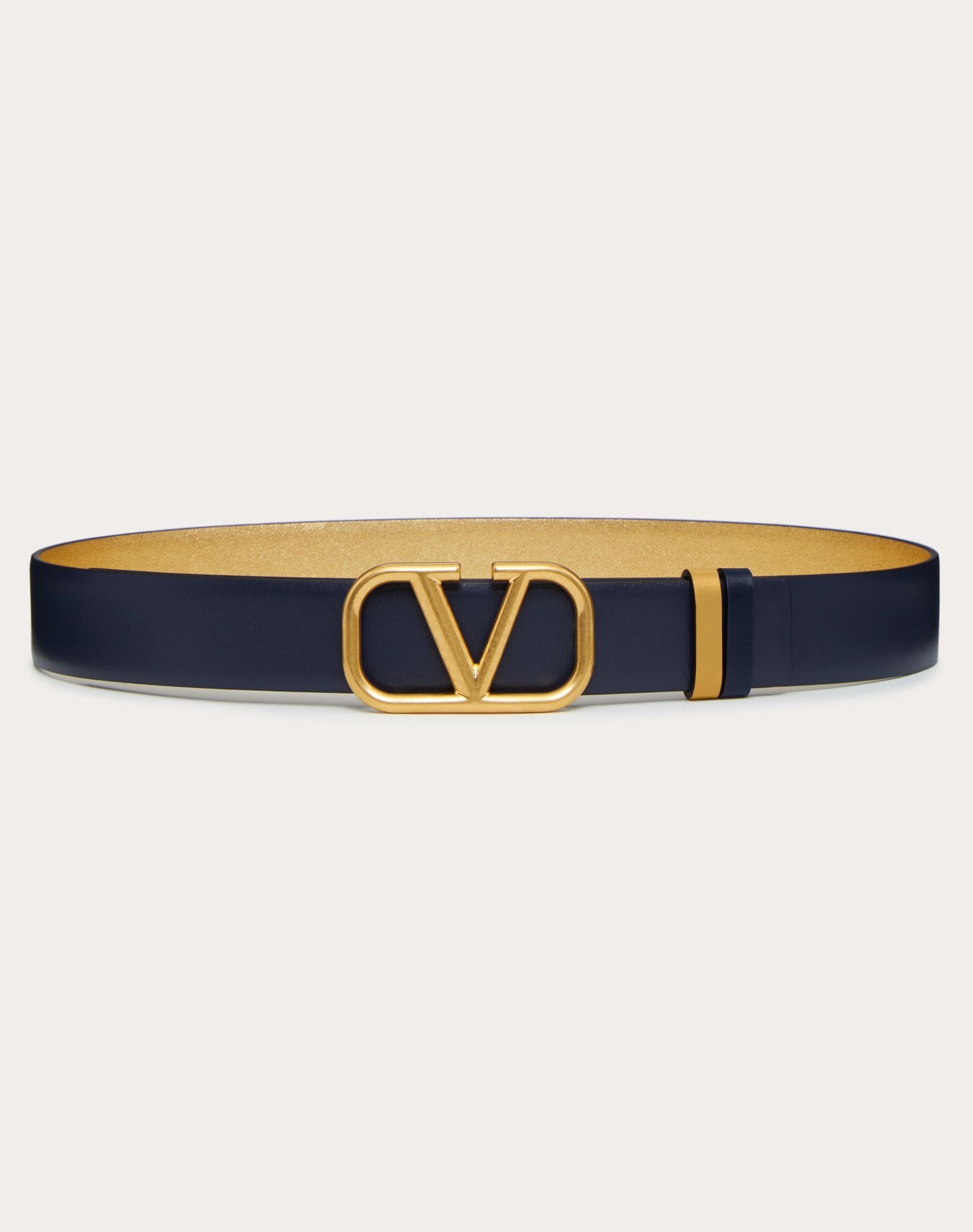 VLOGO SIGNATURE REVERSIBLE BELT IN SHINY AND METALLIC CALFSKIN 30MM - 1