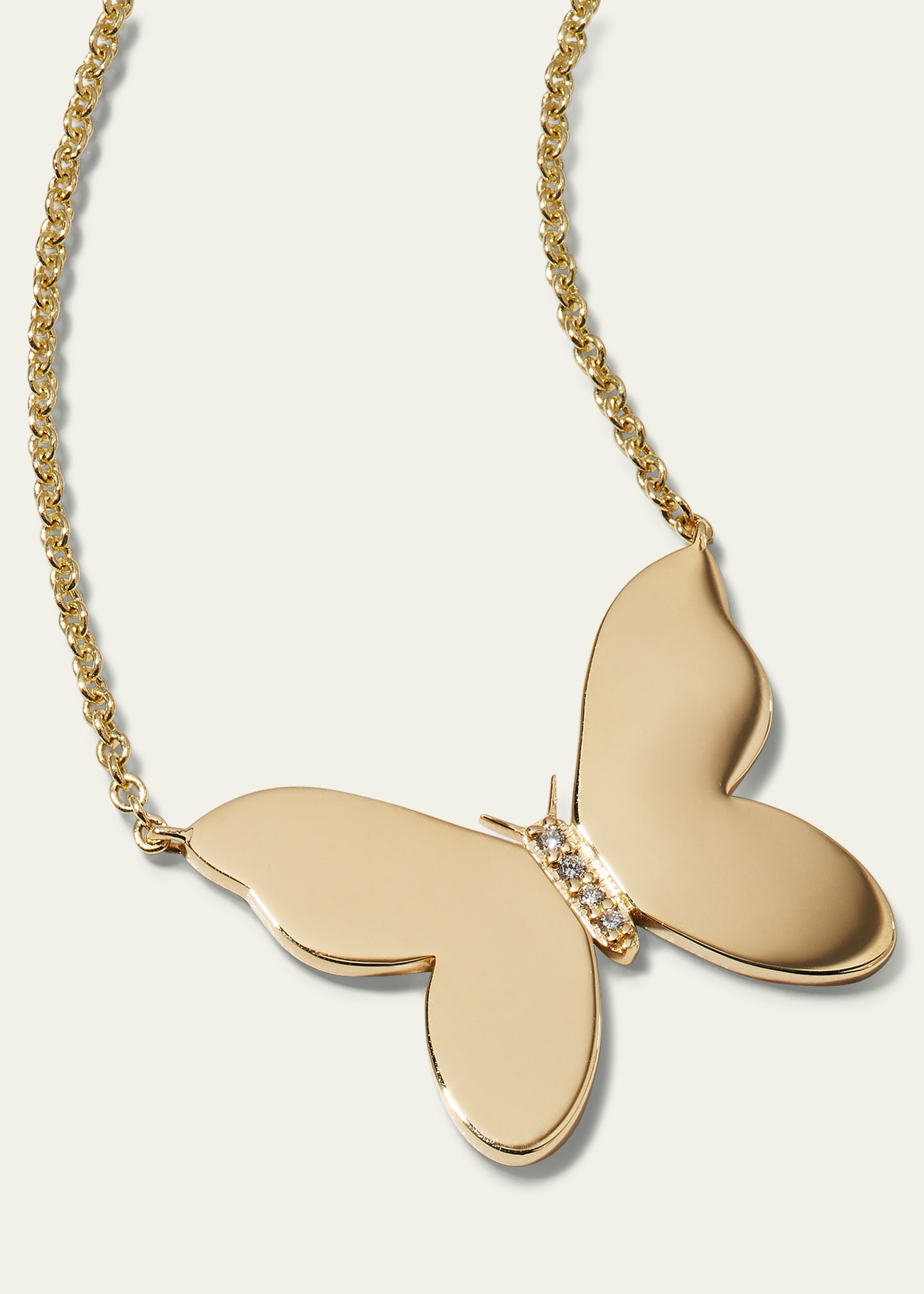 14k Plain Butterfly Necklace w/ Diamonds - 3