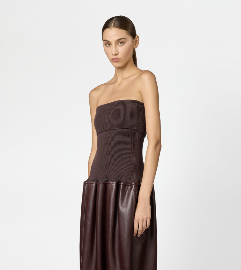 DRESS IN WOOL AND LEATHER - BURGUNDY 4