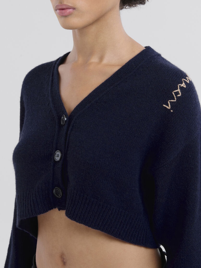 CROPPED BLUE CASHMERE CARDIGAN WITH MARNI SYMBOL - 4