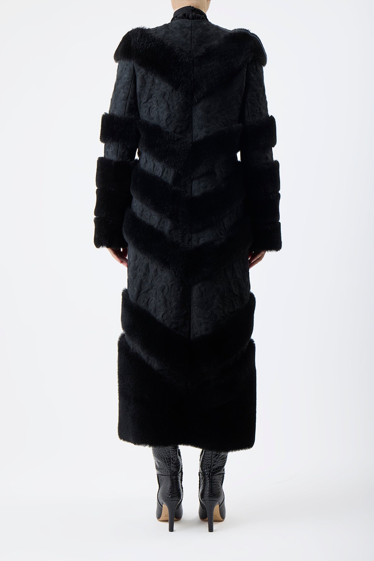 Hugh Coat in Black Suede with Shearling - 5