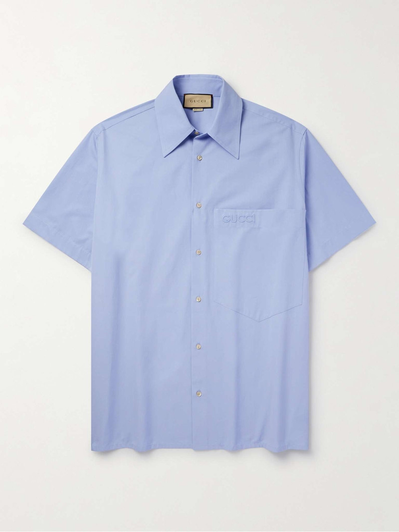 Logo-Embroidered Cotton-Poplin Shirt - 1