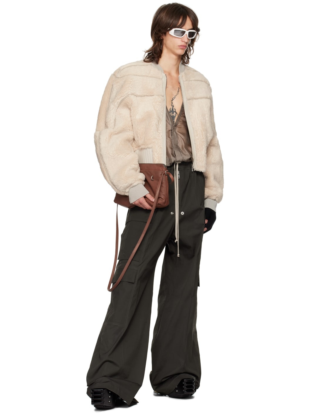 Off-White Porterville Girdered Reversible Shearling Bomber Jacket - 5
