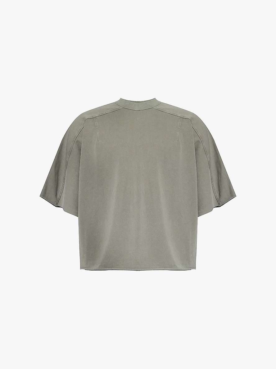 Darted raw-edge organic-cotton T-shirt - 1