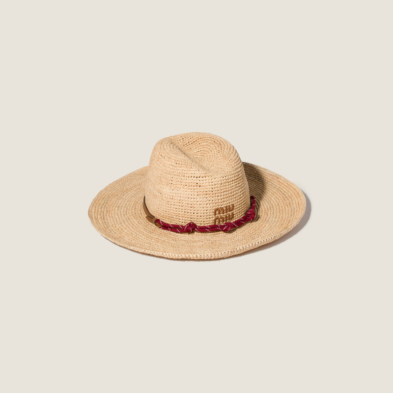 Raffia and leather hat 1