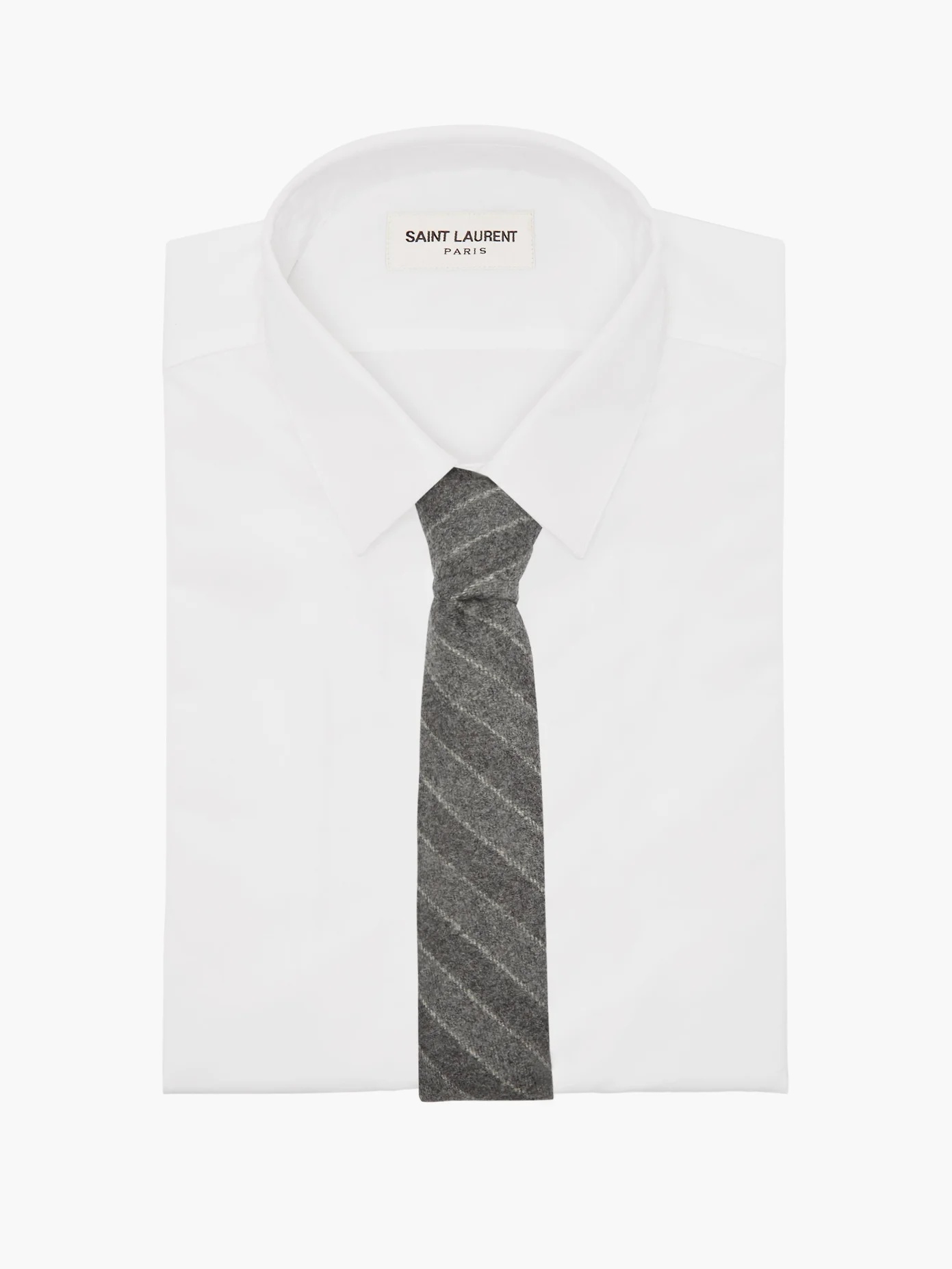 Chalk-stripe wool-blend flannel tie - 2