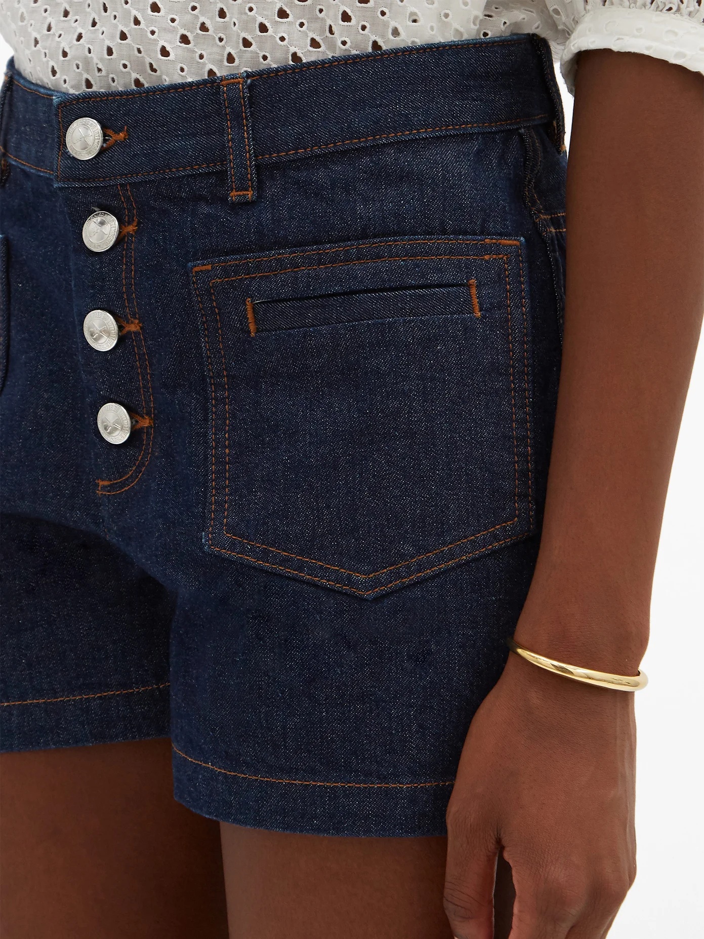 Marine high-rise denim shorts - 4