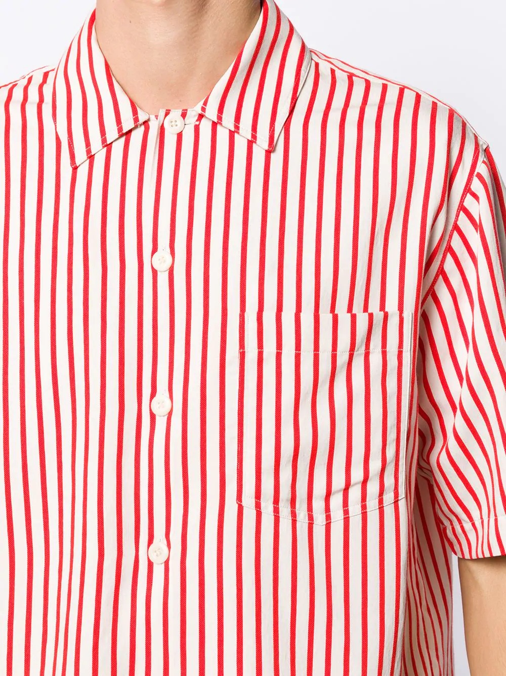 striped camp collar short-sleeve shirt - 5