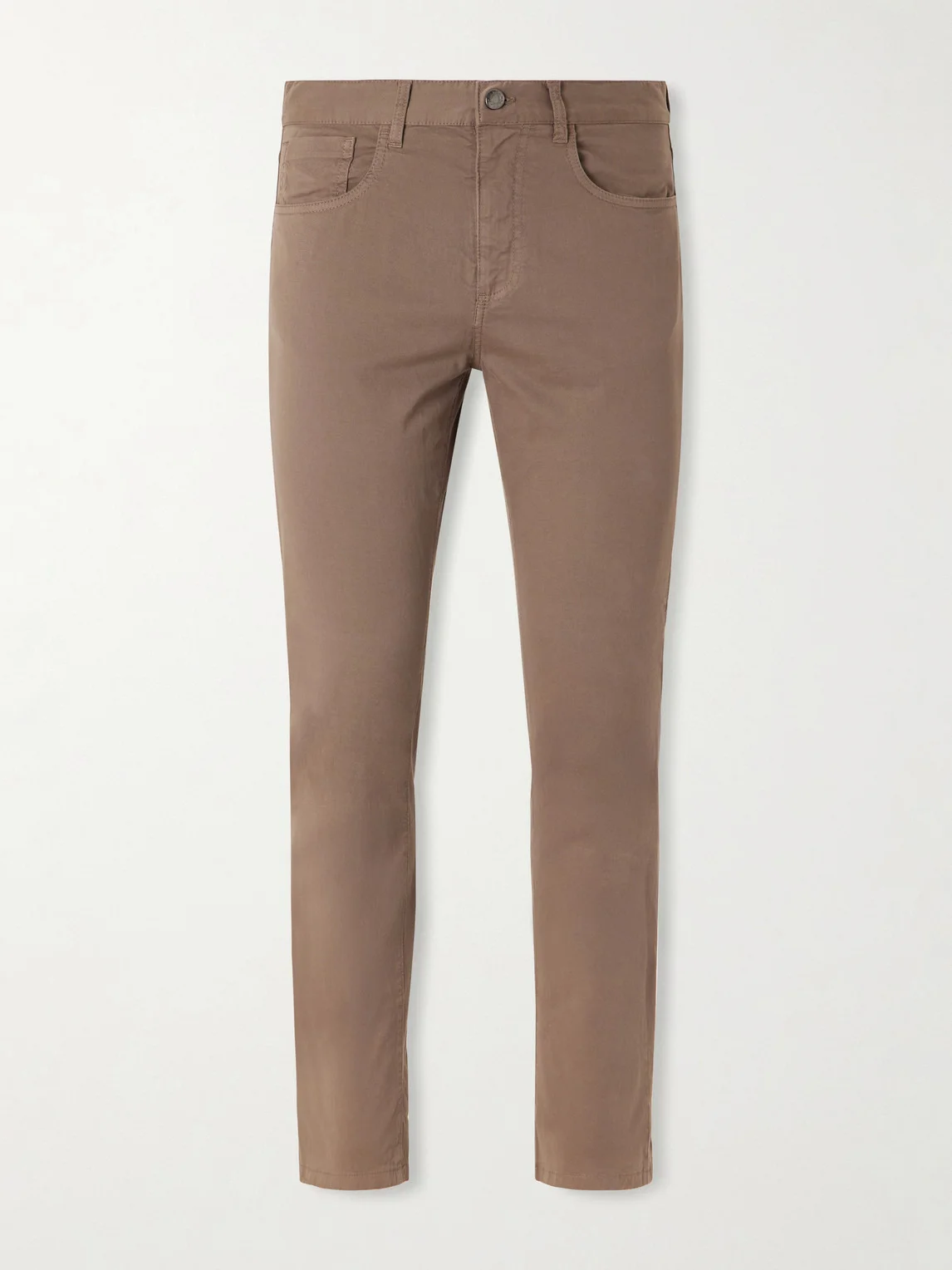 Straight-Leg Cotton-Blend Twill Trousers - 1