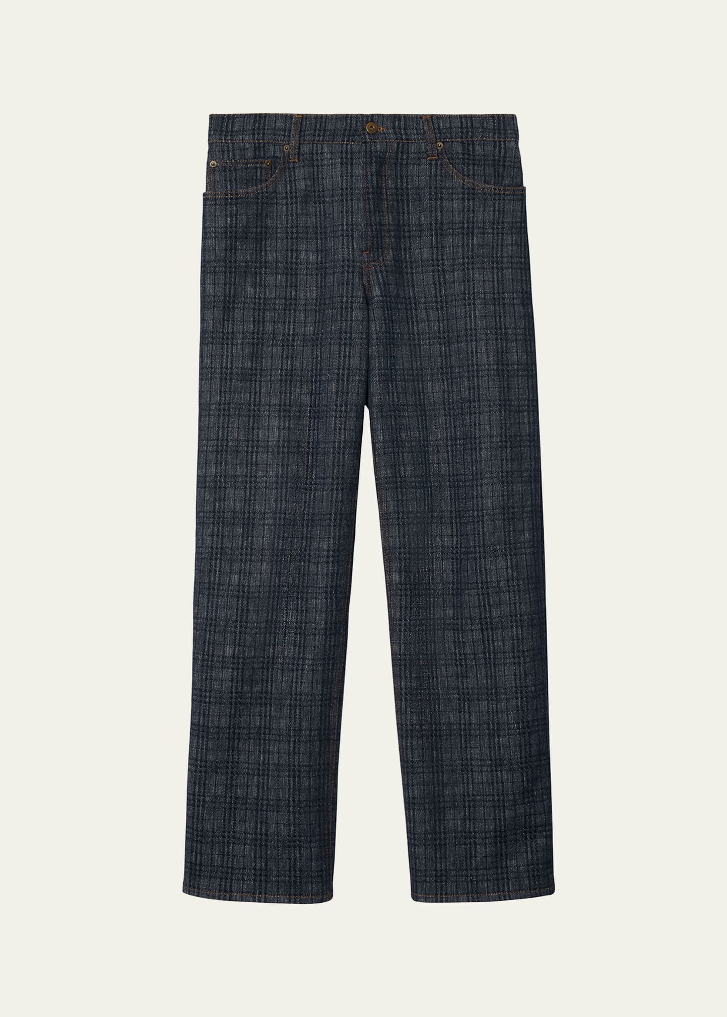 Men's Denim Check Five-Pocket Pants - 1